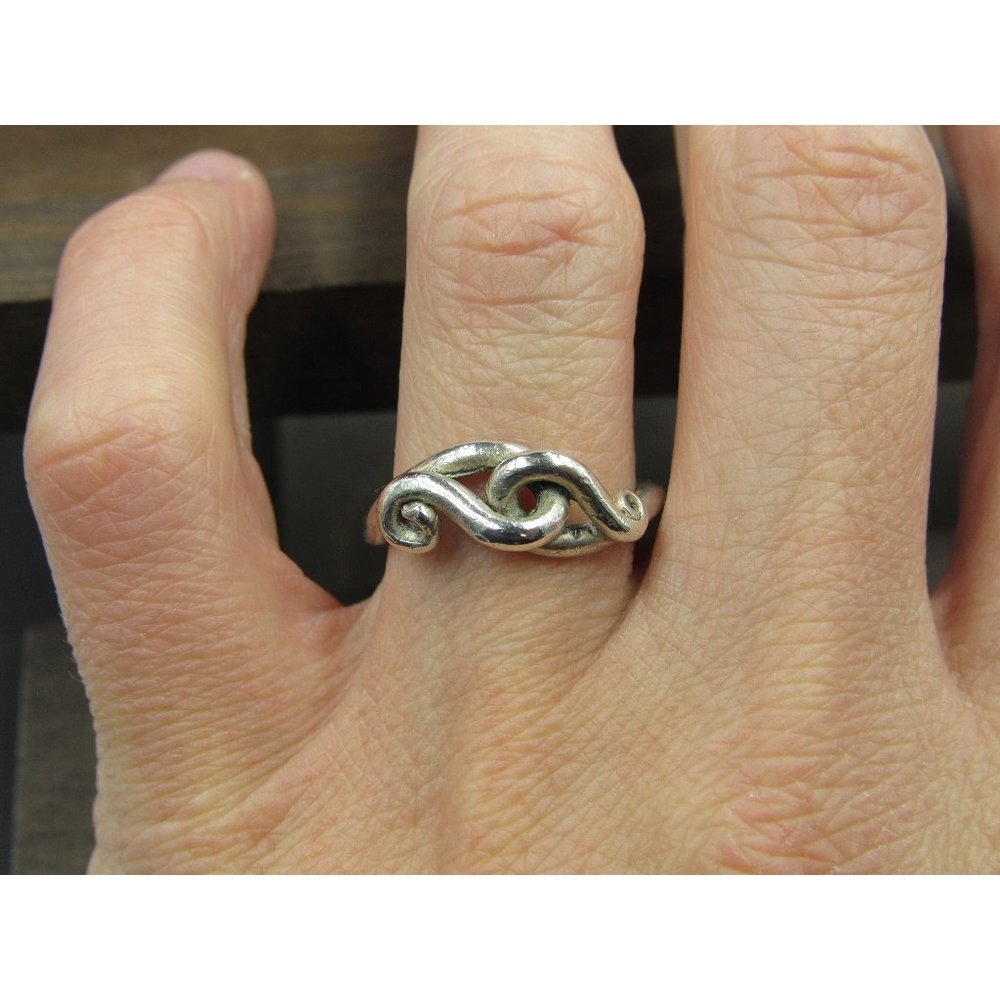 Size 7.5 Sterling Silver Cool Abstract Knot Handmade Band Ring